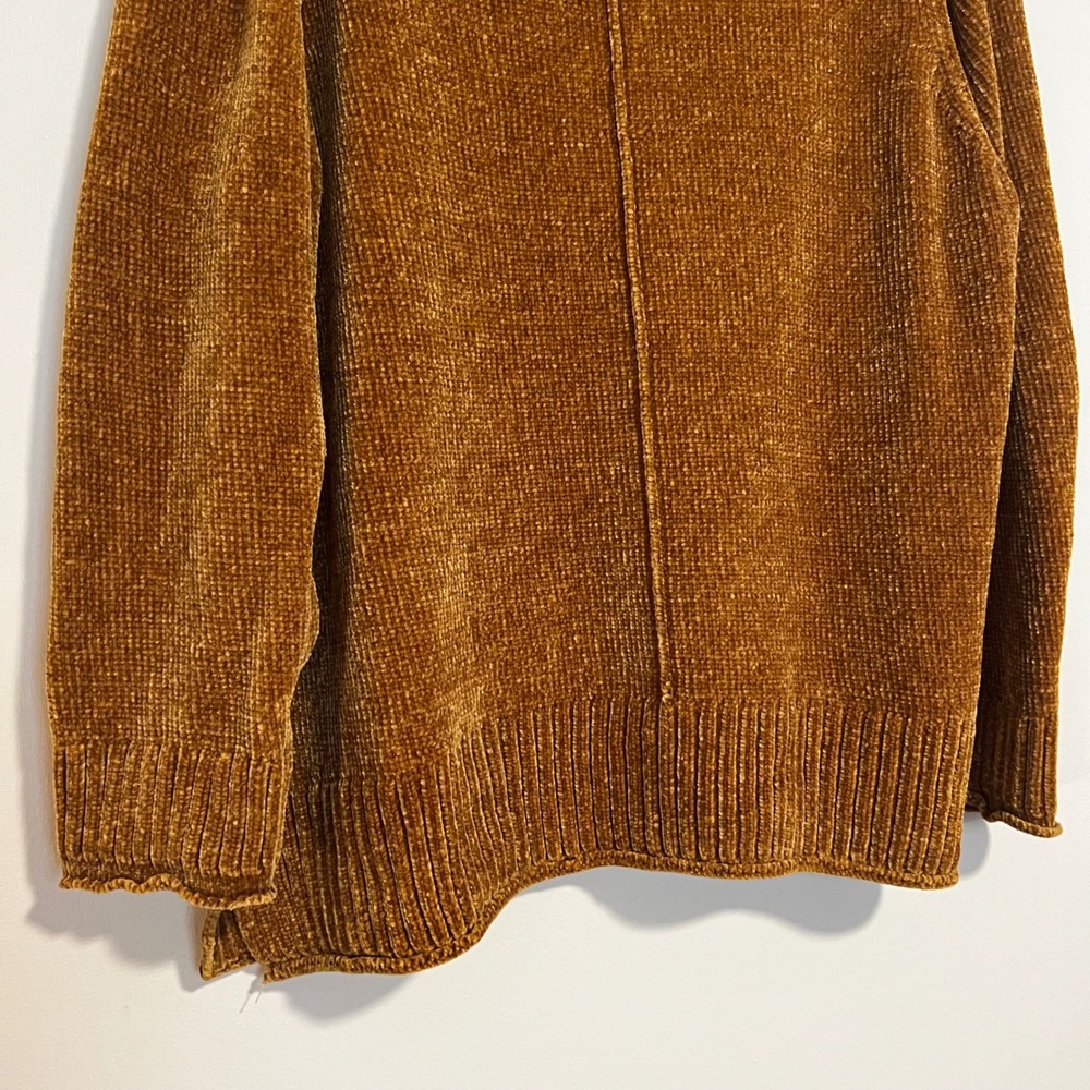 Style & Co Womens 2X Chenille Sweater Mustard Yellow Gold Crew Neck Seam Detail - Picture 3 of 9